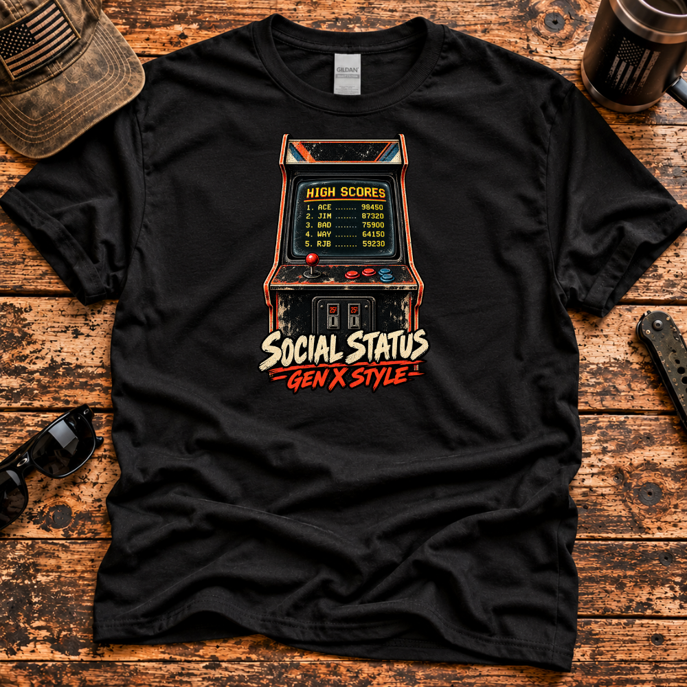 Social Status Gen X Style – Retro Arcade T-Shirt