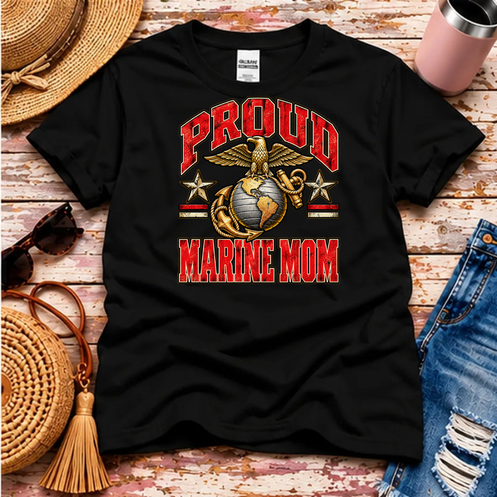 Proud Marine Mom T-Shirt – USMC Family Pride