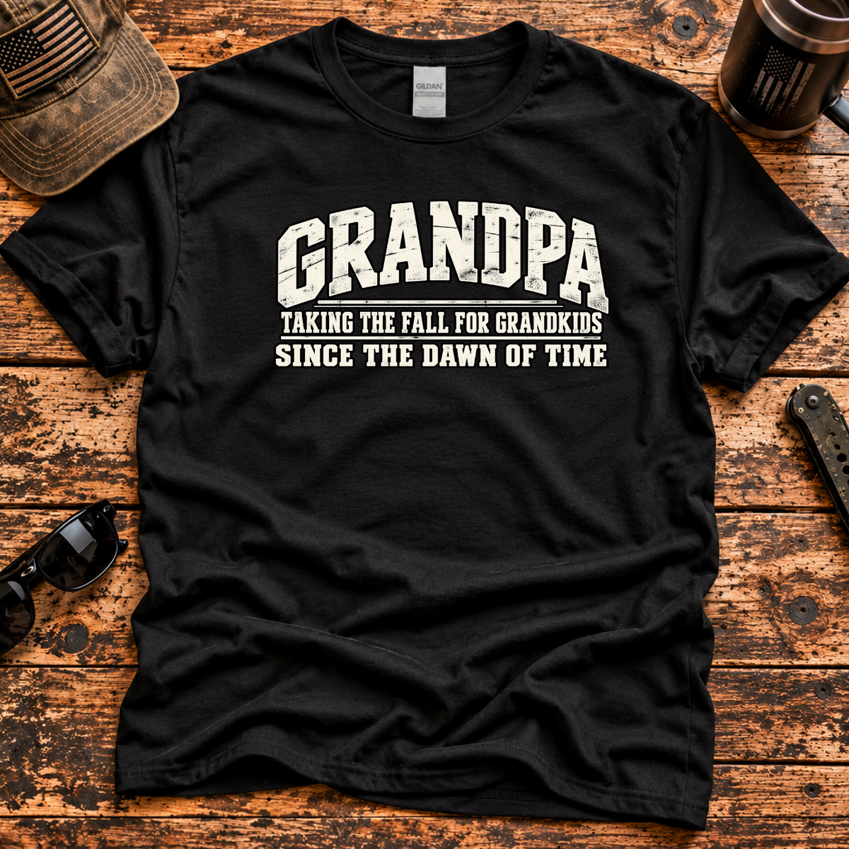 Grandpa — Taking the Fall for Grandkids Vintage Humor T-Shirt