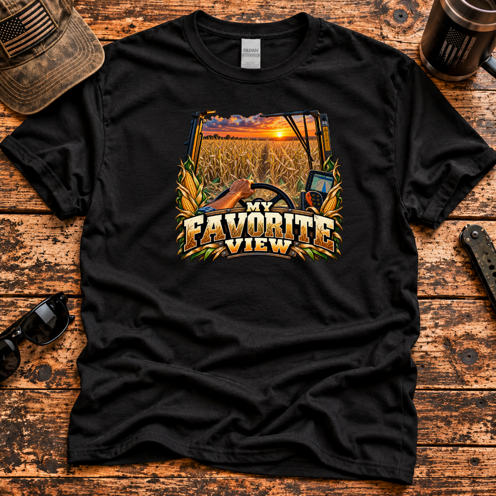 My Favorite View – Corn Harvest Farmer T-Shirt