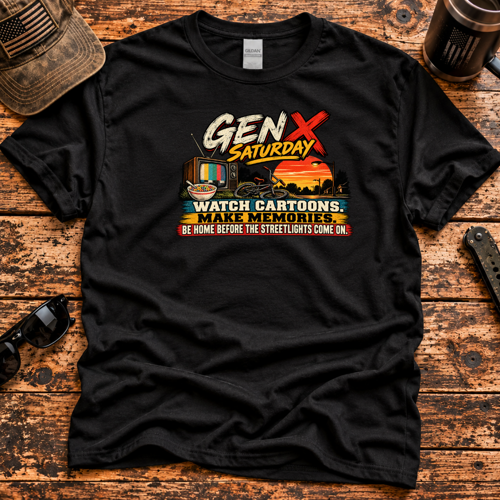 Gen X Saturday – Cartoons & Streetlights T-Shirt