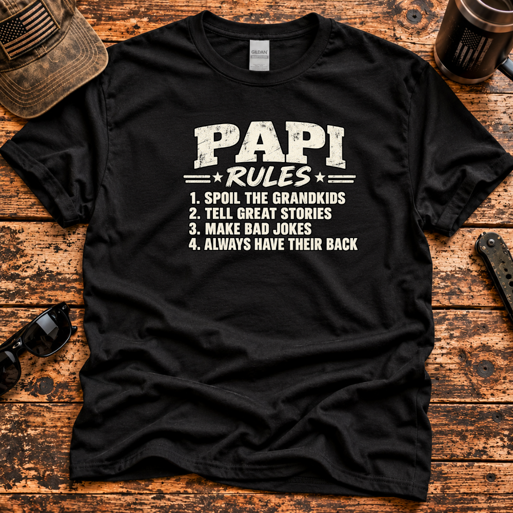 Papi Rules – Spoil the Grandkids T-Shirt