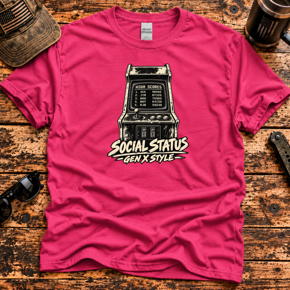Social Status Gen X Style – Retro Arcade T-Shirt