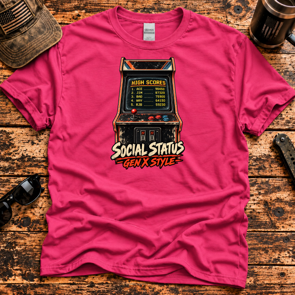 Social Status Gen X Style – Retro Arcade T-Shirt