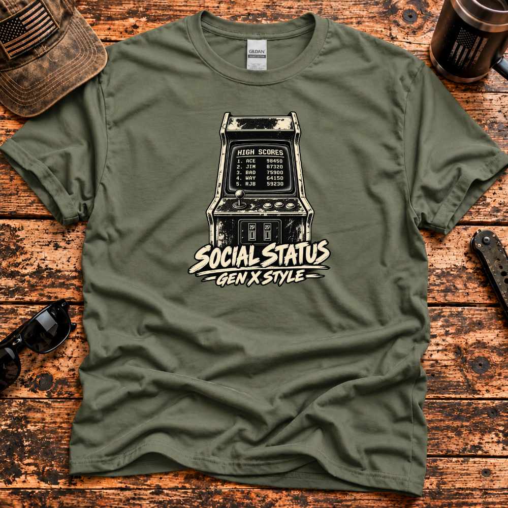 Social Status Gen X Style – Retro Arcade T-Shirt