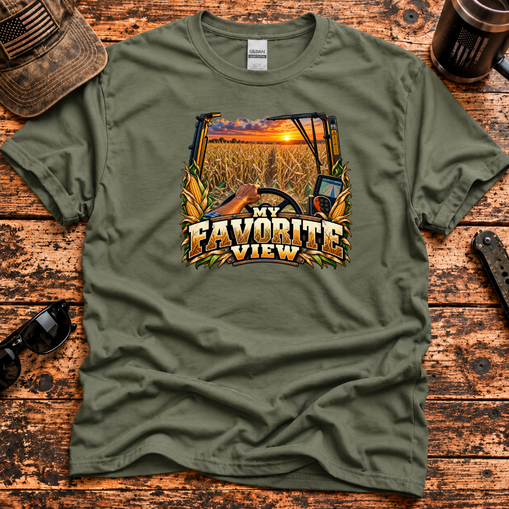 My Favorite View – Corn Harvest Farmer T-Shirt