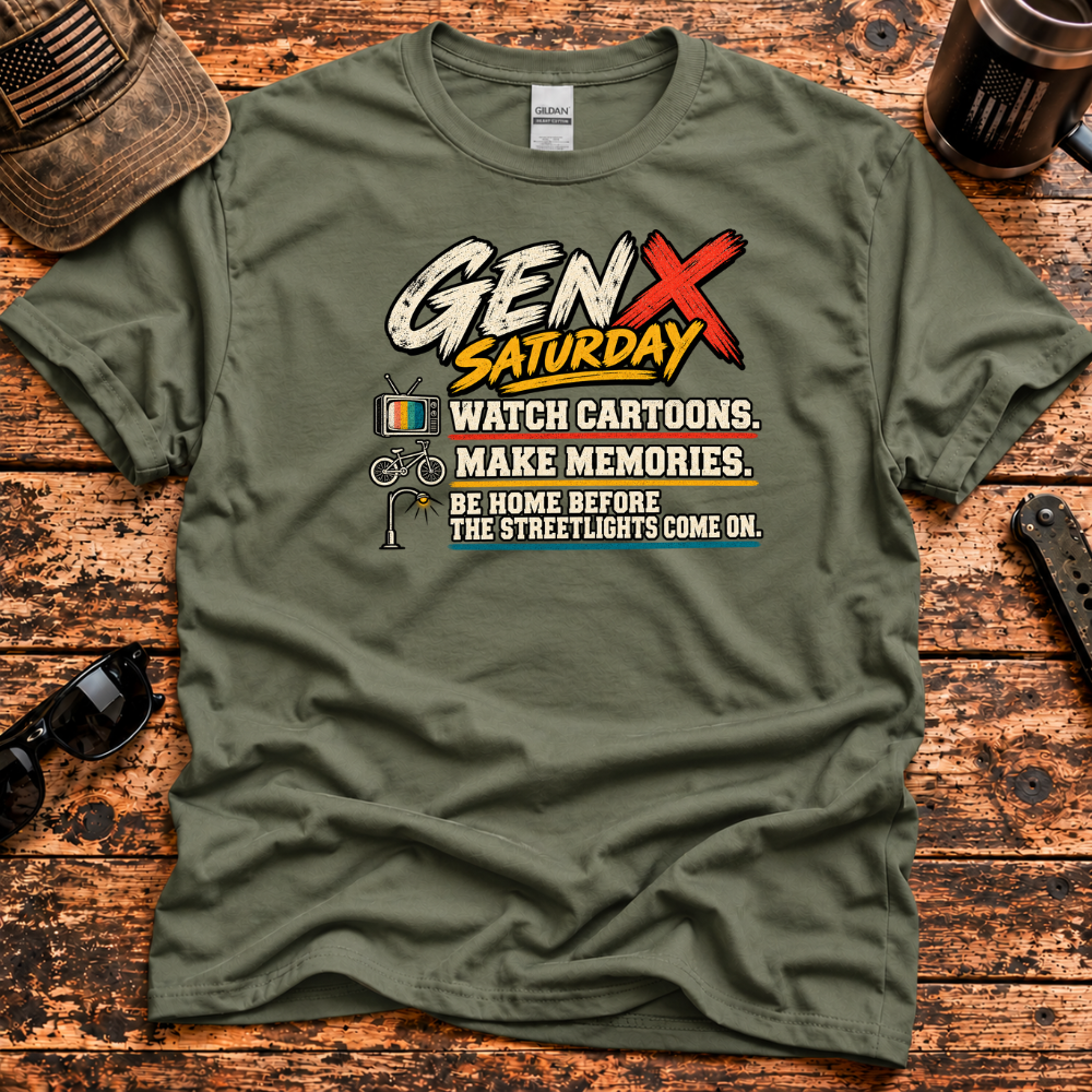 Gen X Saturday – Cartoons & Streetlights T-Shirt