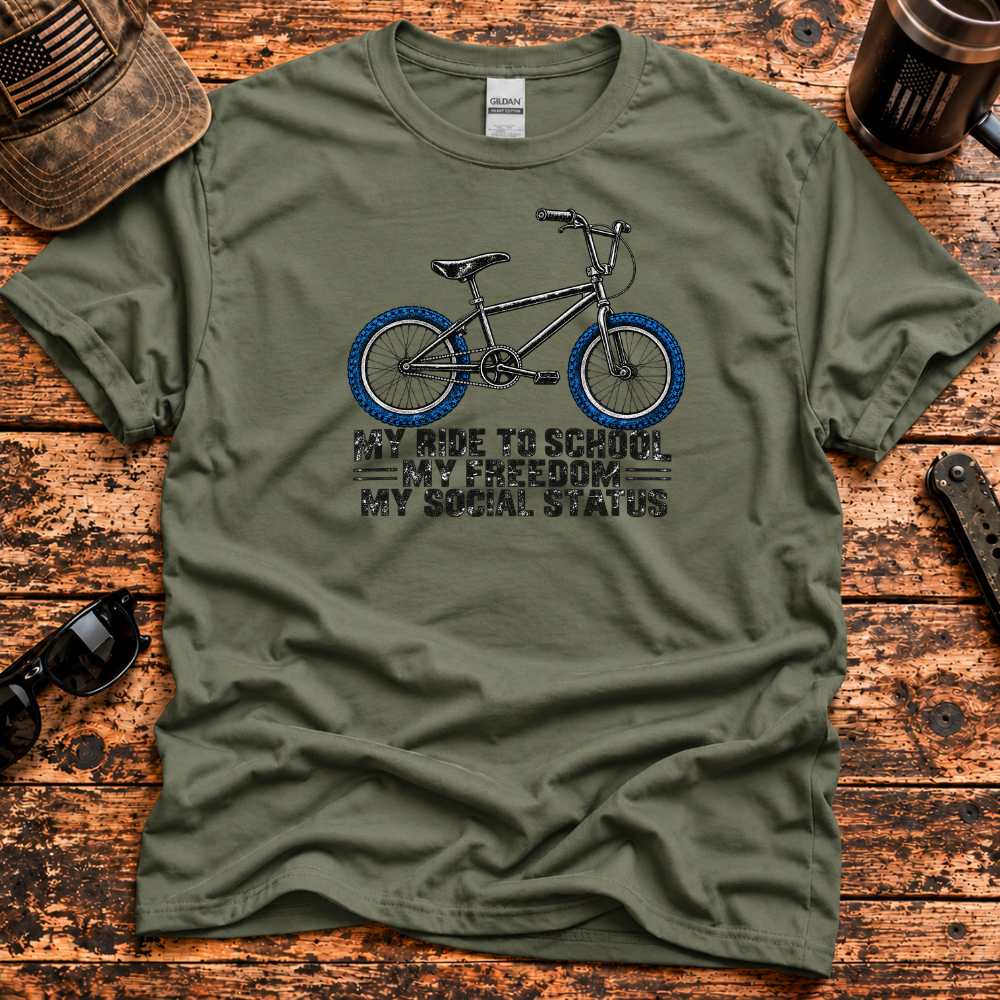 My Ride to School – Blue Tire Gen X BMX T-Shirt