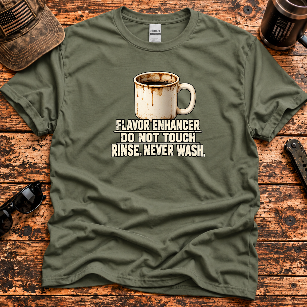 Rinse. Never Wash. – Navy Coffee T-Shirt