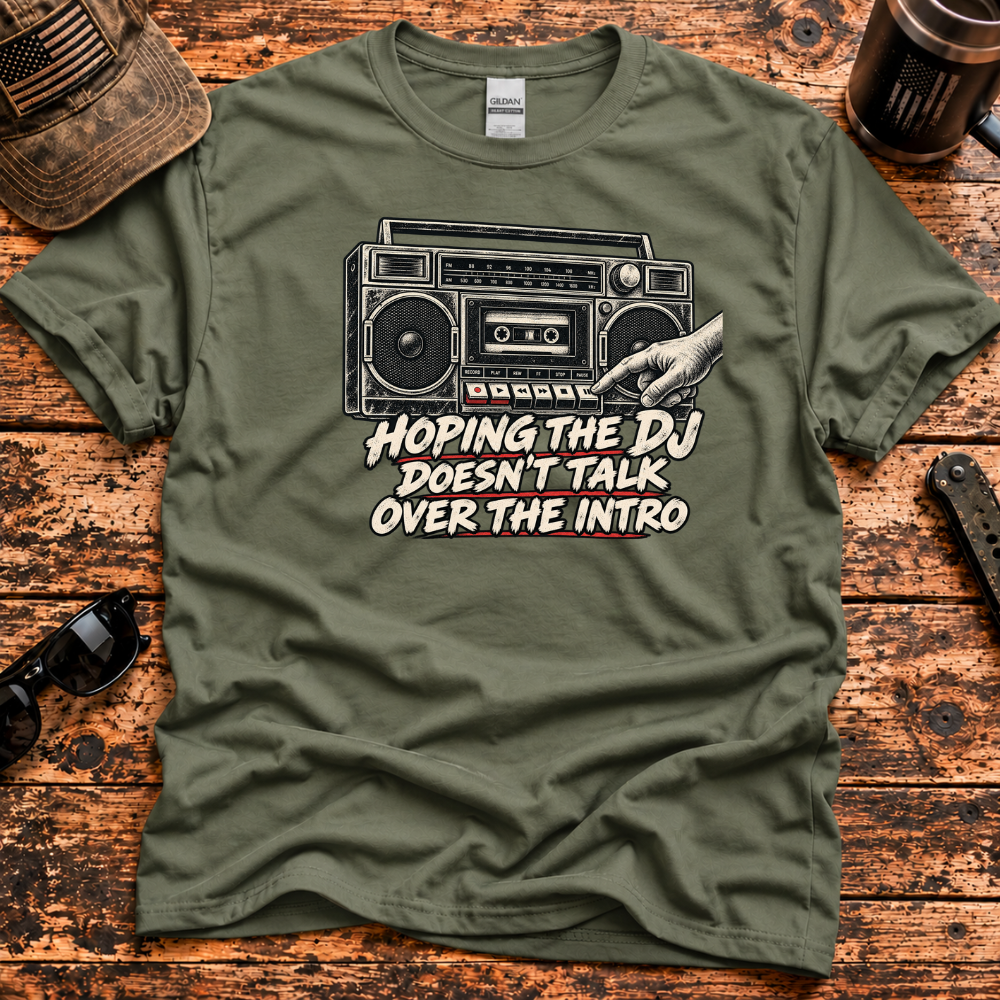 Hoping the DJ Doesn’t Talk Over the Intro – Gen X Boombox T-Shirt