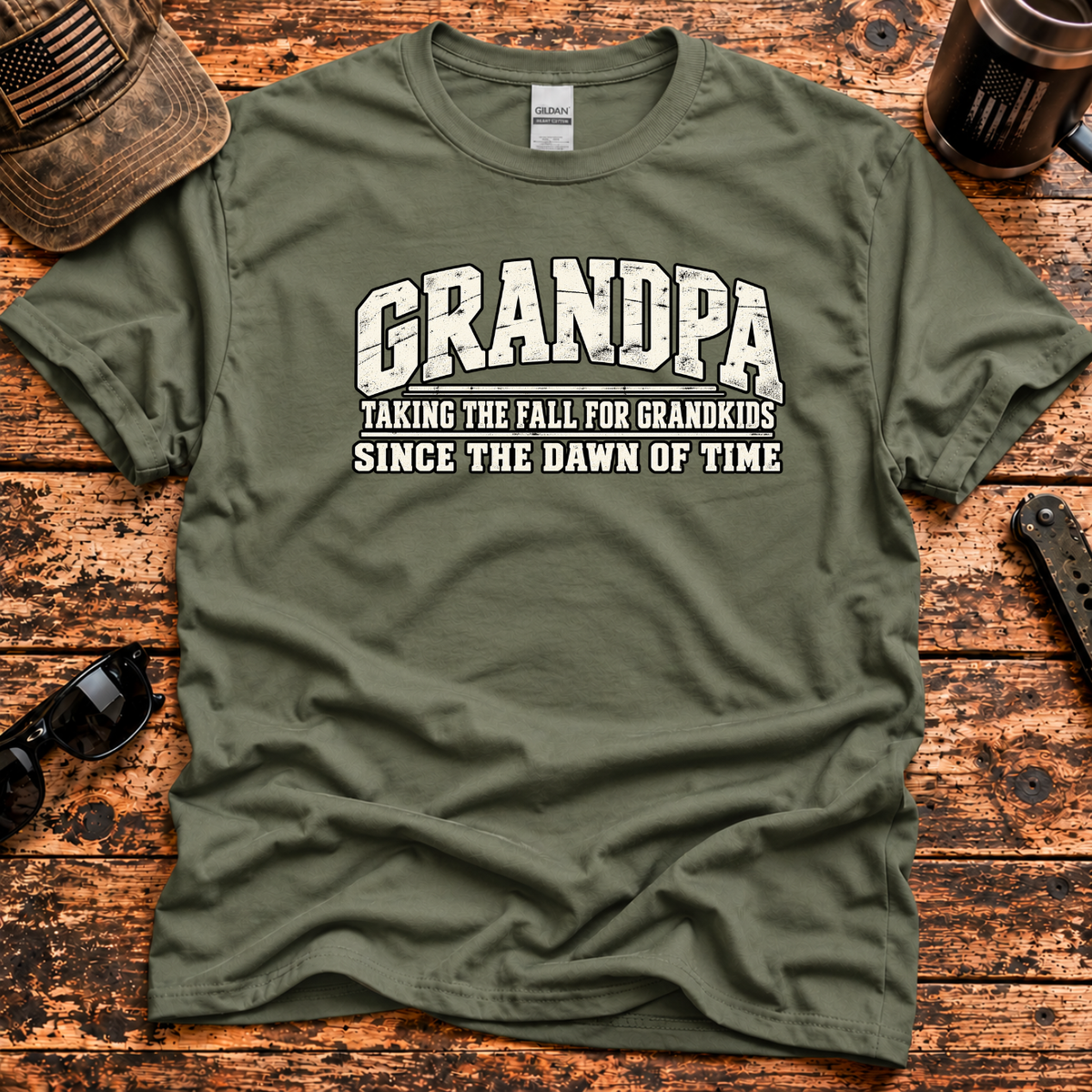 Grandpa — Taking the Fall for Grandkids Vintage Humor T-Shirt