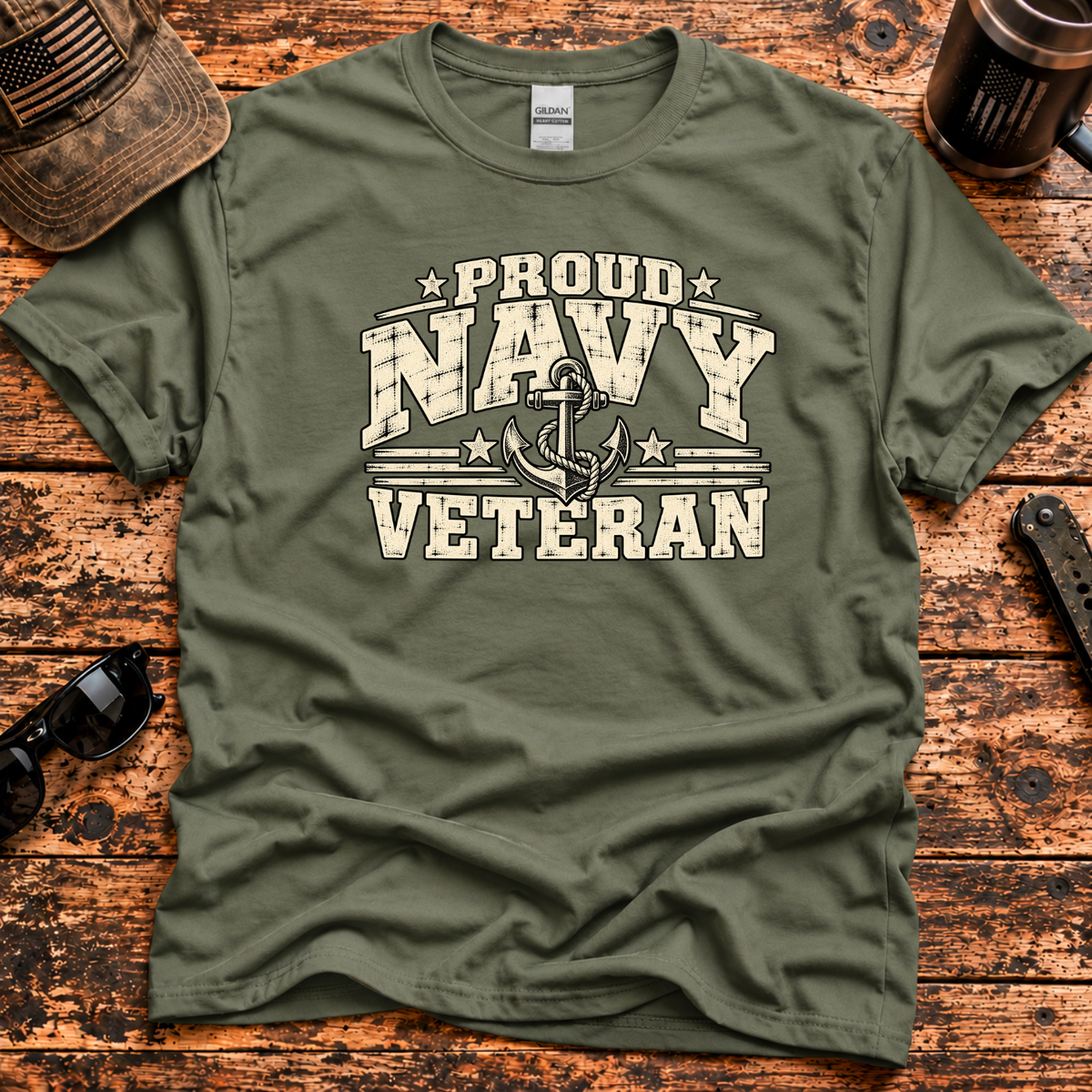 Proud Navy Veteran – Vintage Anchor T-Shirt