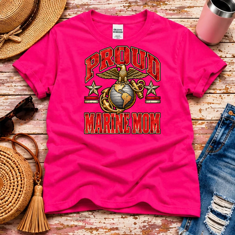 Proud Marine Mom T-Shirt – USMC Family Pride