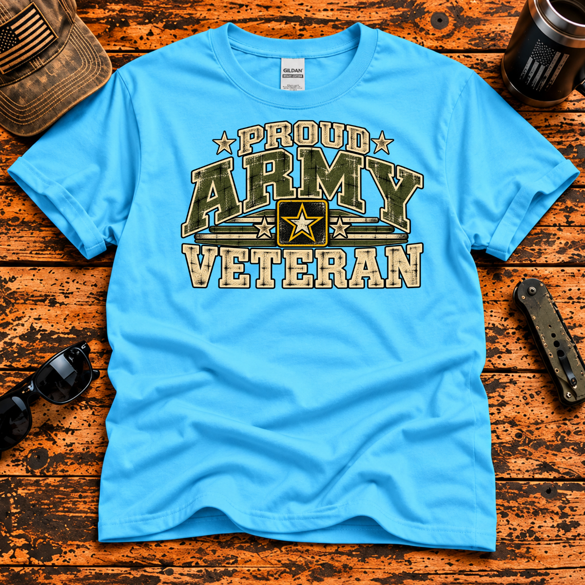 Proud Army Veteran – Vintage Military Star T-Shirt