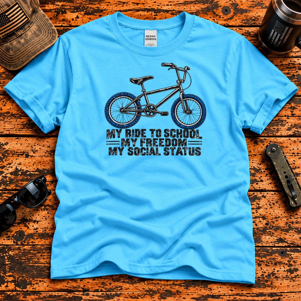 My Ride to School – Blue Tire Gen X BMX T-Shirt