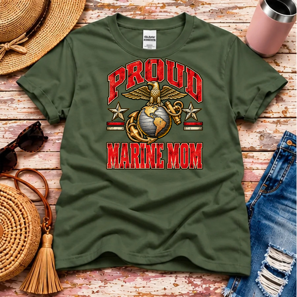 Proud Marine Mom T-Shirt – USMC Family Pride