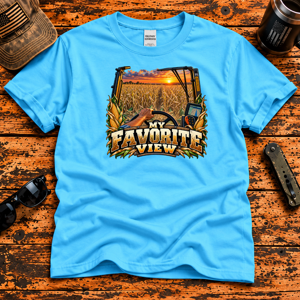 My Favorite View – Corn Harvest Farmer T-Shirt