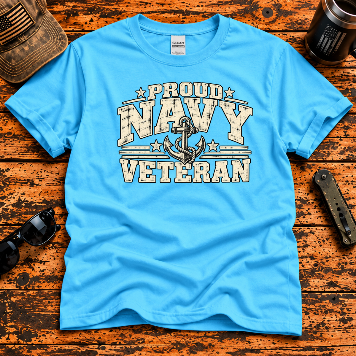 Proud Navy Veteran – Vintage Anchor T-Shirt