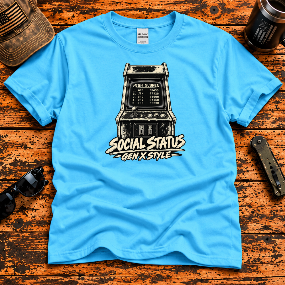 Social Status Gen X Style – Retro Arcade T-Shirt