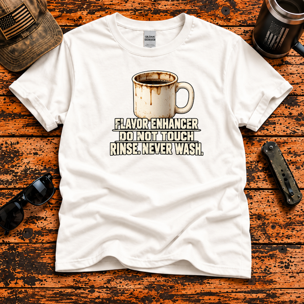 Rinse. Never Wash. – Navy Coffee T-Shirt
