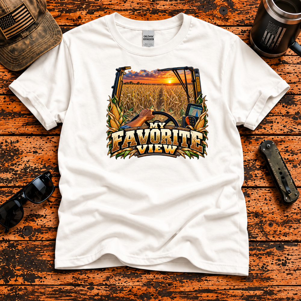 My Favorite View – Corn Harvest Farmer T-Shirt