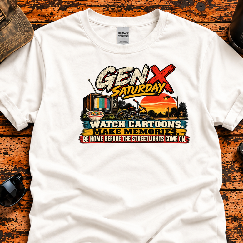 Gen X Saturday – Cartoons & Streetlights T-Shirt