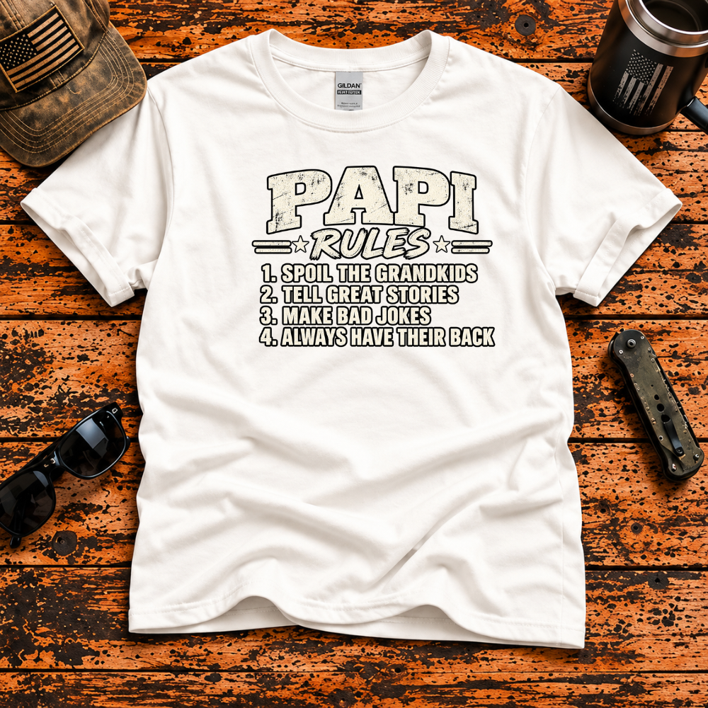 Papi Rules – Spoil the Grandkids T-Shirt