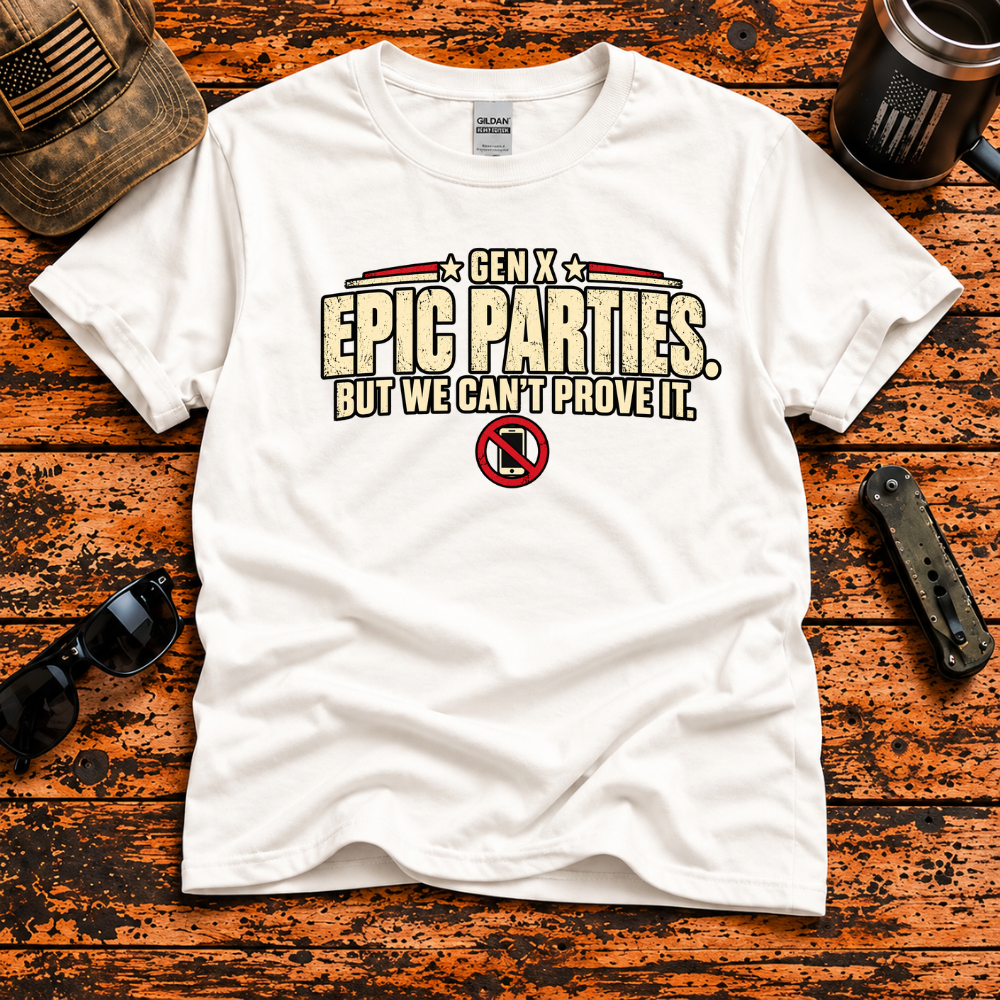 Gen X Epic Parties – But We Can't Prove It T-Shirt