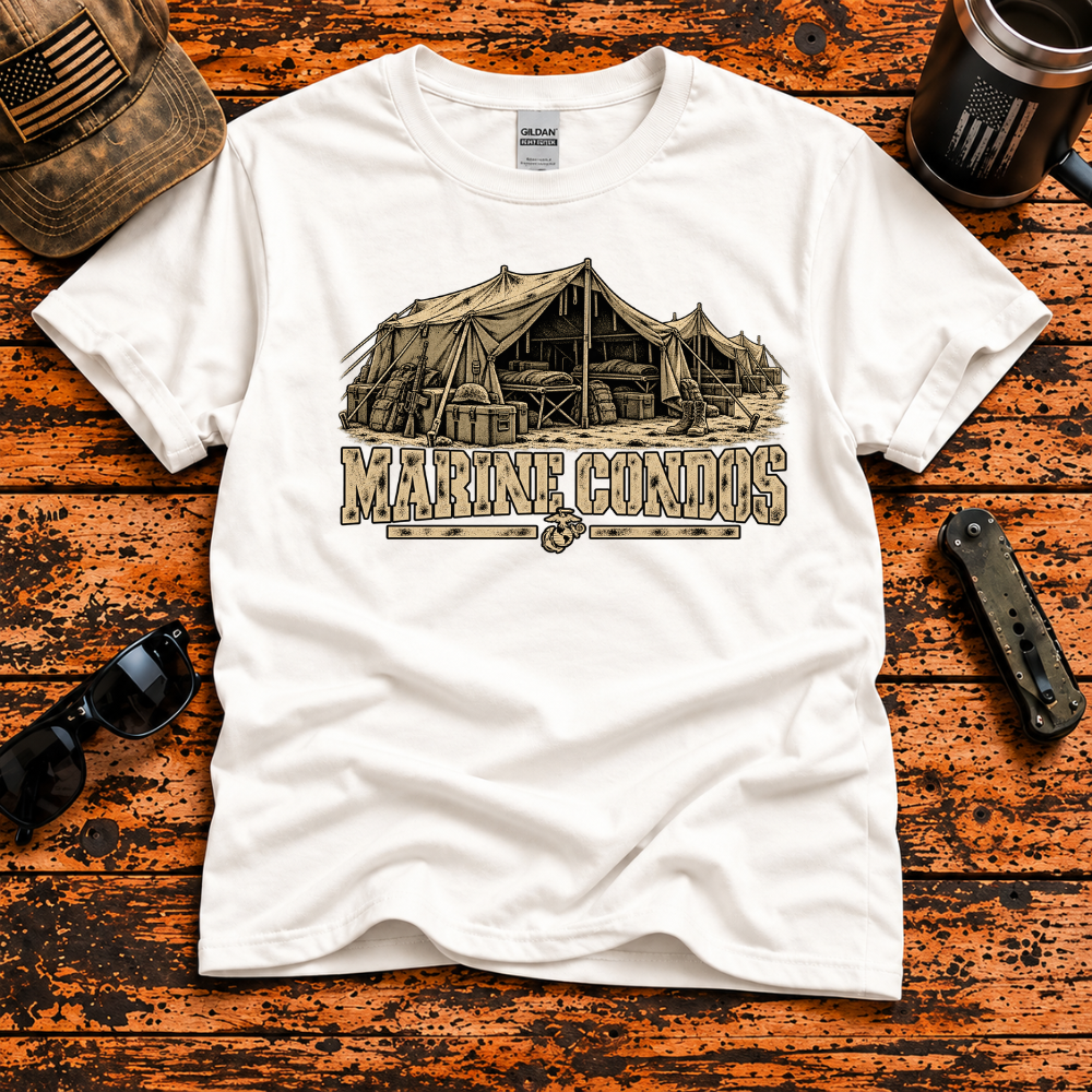 Marine Condos – Marine Corps Tent City T-Shirt