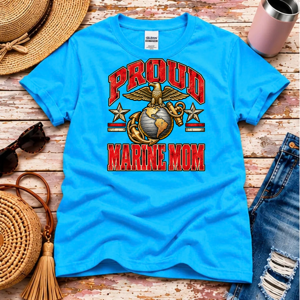 Proud Marine Mom T-Shirt – USMC Family Pride