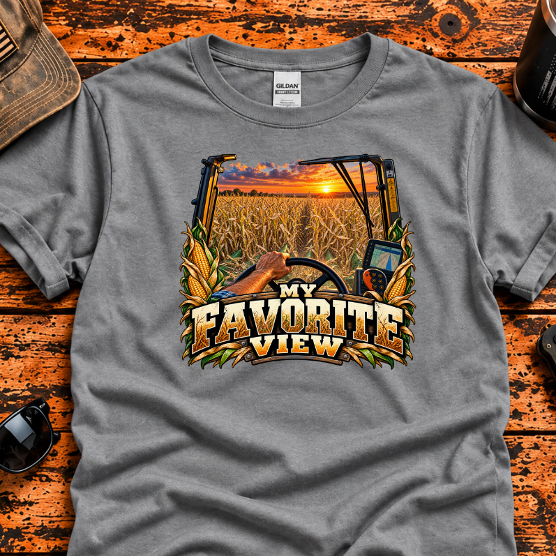My Favorite View – Corn Harvest Farmer T-Shirt