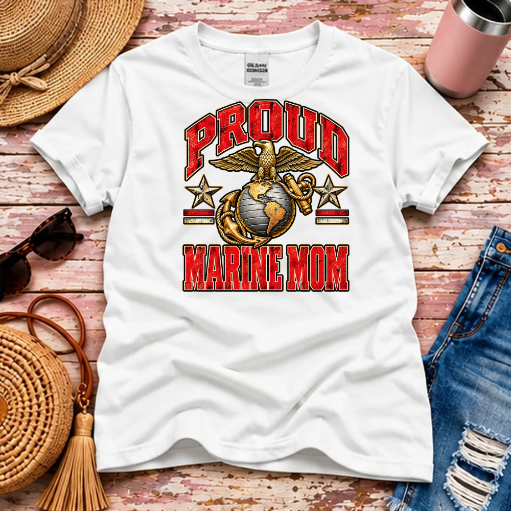 Proud Marine Mom T-Shirt – USMC Family Pride