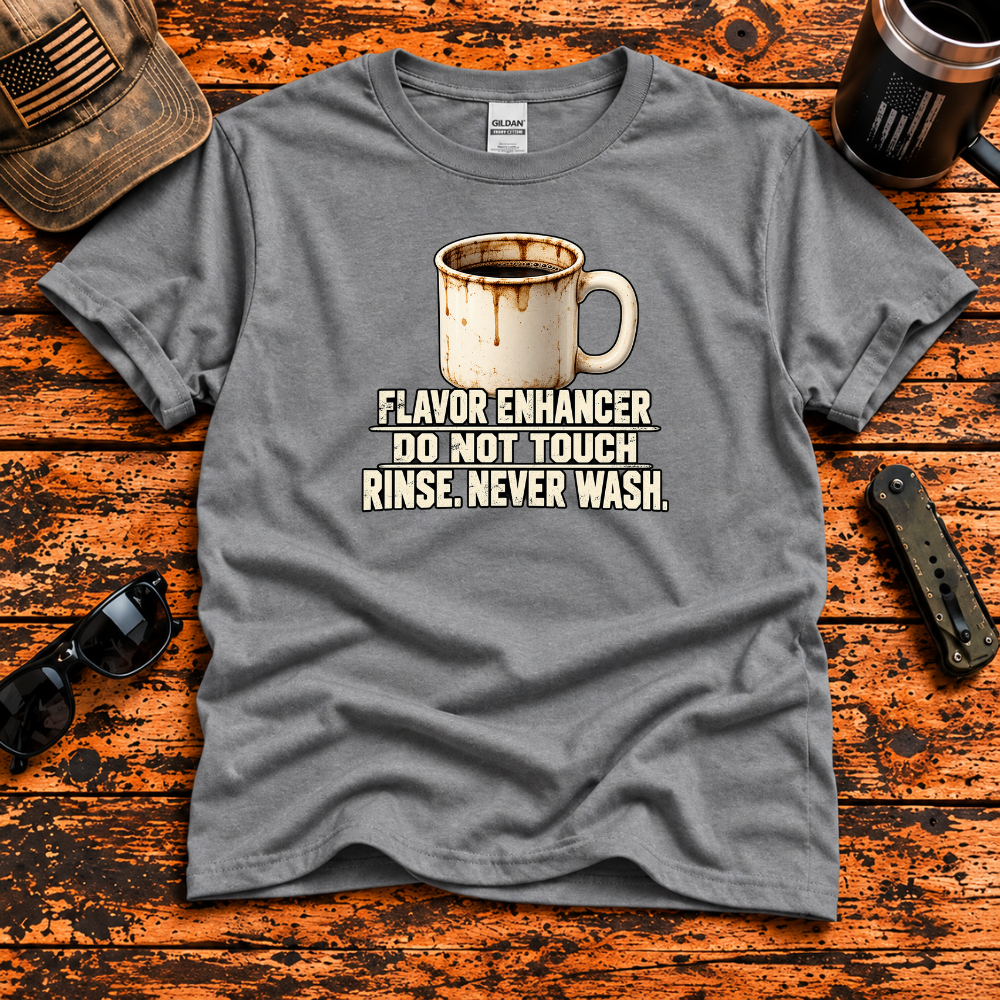 Rinse. Never Wash. – Navy Coffee T-Shirt