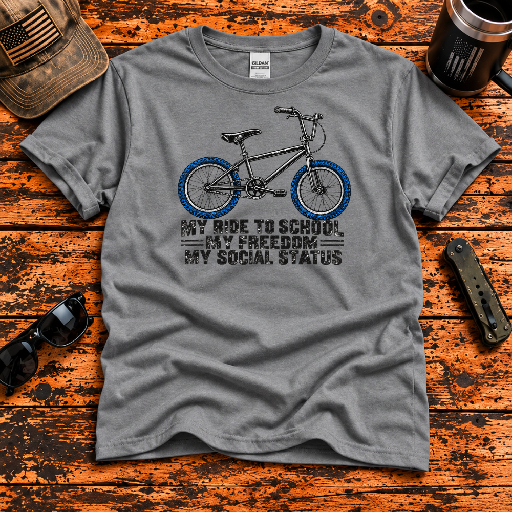 My Ride to School – Blue Tire Gen X BMX T-Shirt